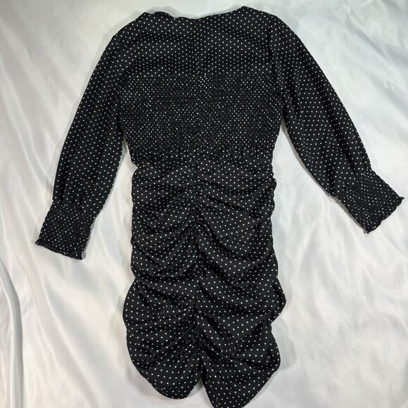 Zara Black Micro Dot Mini Dress Size Small - Picture 8 of 8